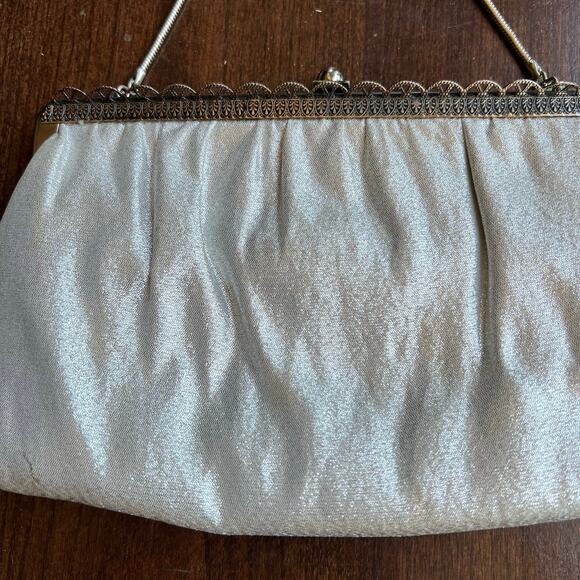 1950s 1960s Ande Silver Metallic Purse Vintage Silver Evening Bag Vintage Clutch - Picture 13 of 16